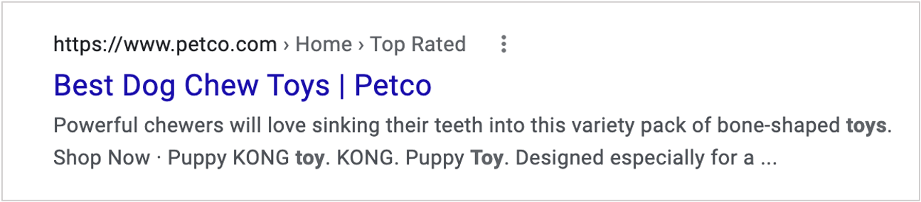 example of a meta description by petco
