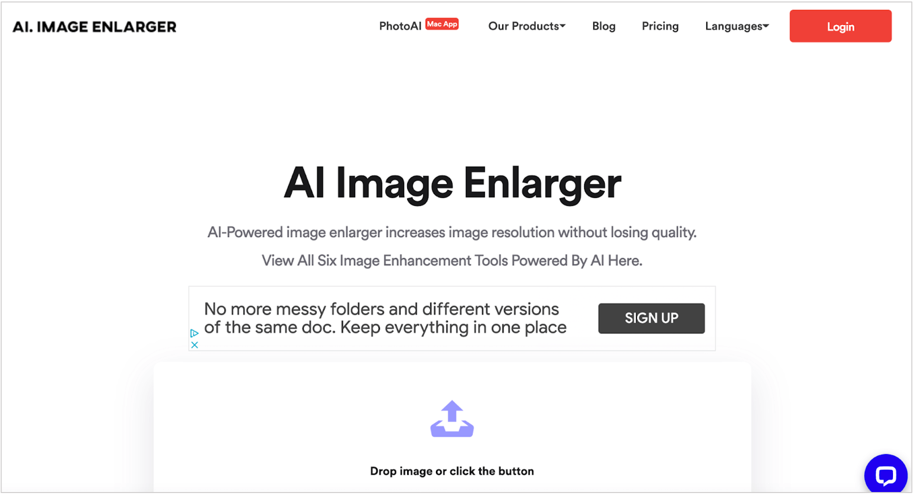 screenshot of ai image enlarger